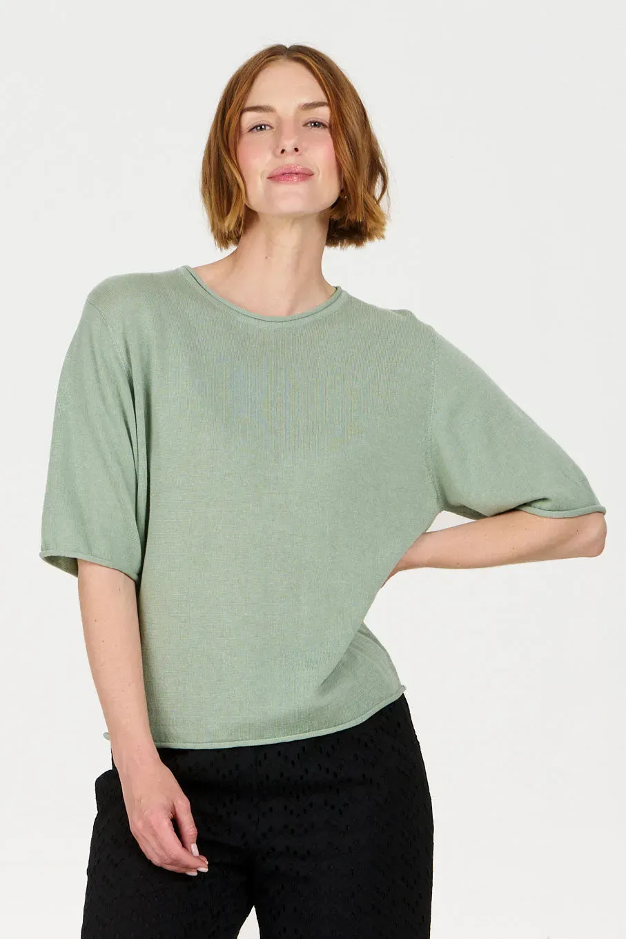 KOMODO CAMILLE T-Shirt Salbei Ramie Bio-Baumwolle