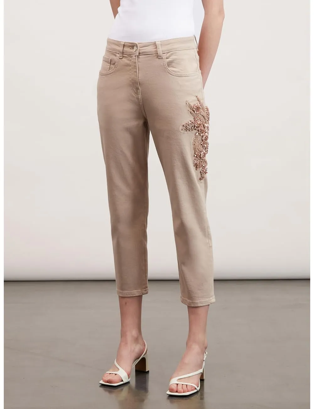 Motivi Hose Baumwolle Five-Pocket mit Stein-Stickerei