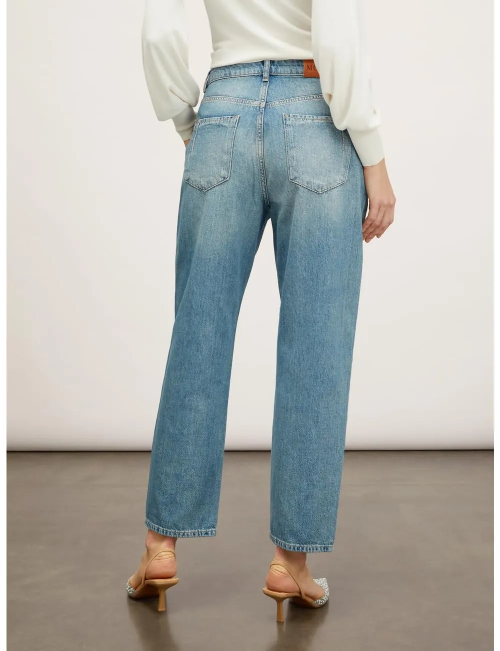Motivi Balloon-Jeans hellblau Denim mit Strass-Stickerei