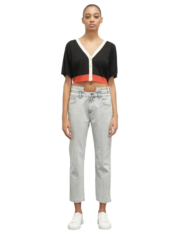 Motivi Spring Summer 24 Jeans gerade graue Waschung Denim