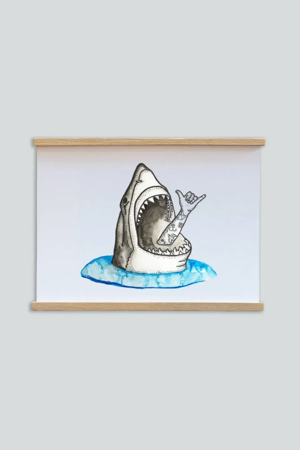 LAKOR Shark Shaka Poster Weiß Papier 250 g