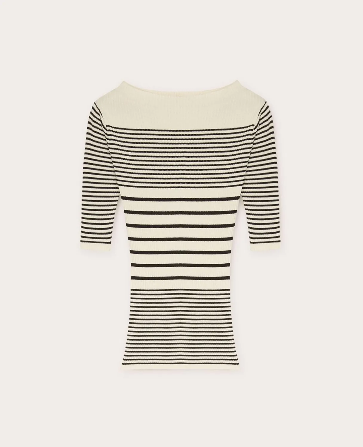Motivi Rippenpullover Jacquard Pullover gestreift Kurzarm