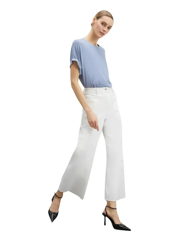 Motivi Oversize T-Shirt Viskose-Jersey Lurex-Ausschnitt
