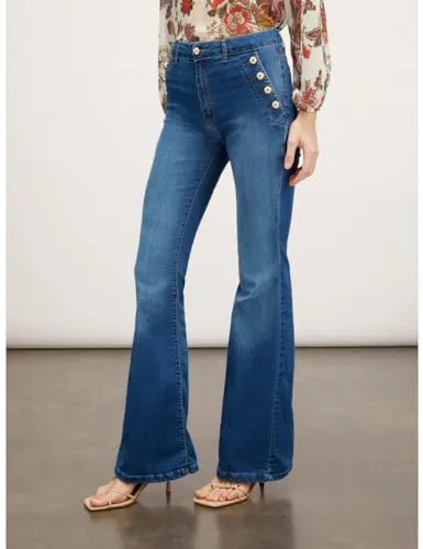 Motivi Flare-Jeans Knopf-Motiv Jeans blau