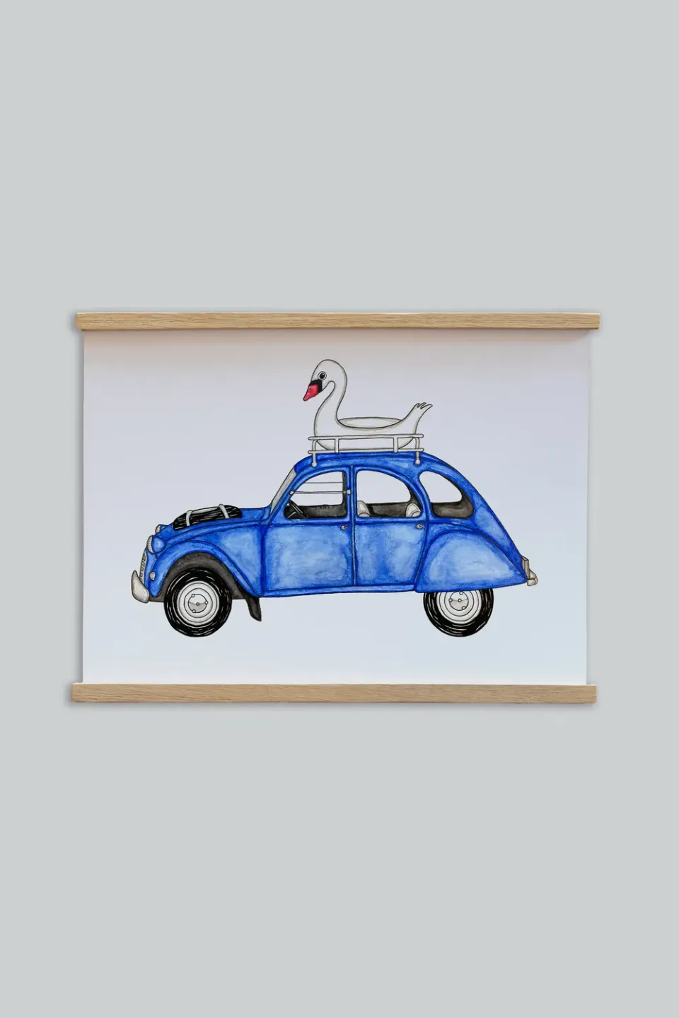 LAKOR Swan On Wheels Poster White 250g