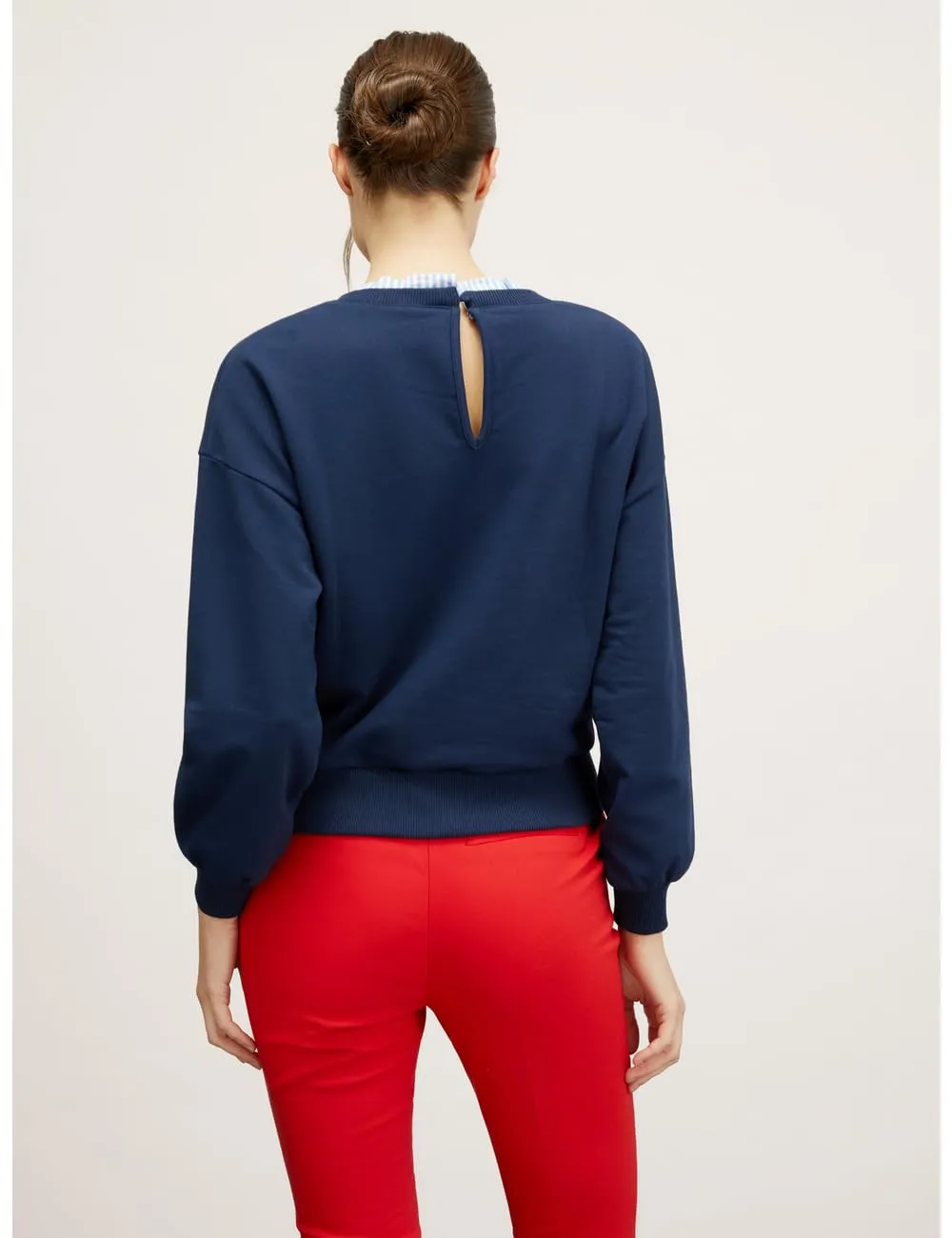 Motivi Sweatshirt mit bestickter Tasche Damen aus Baumwolle