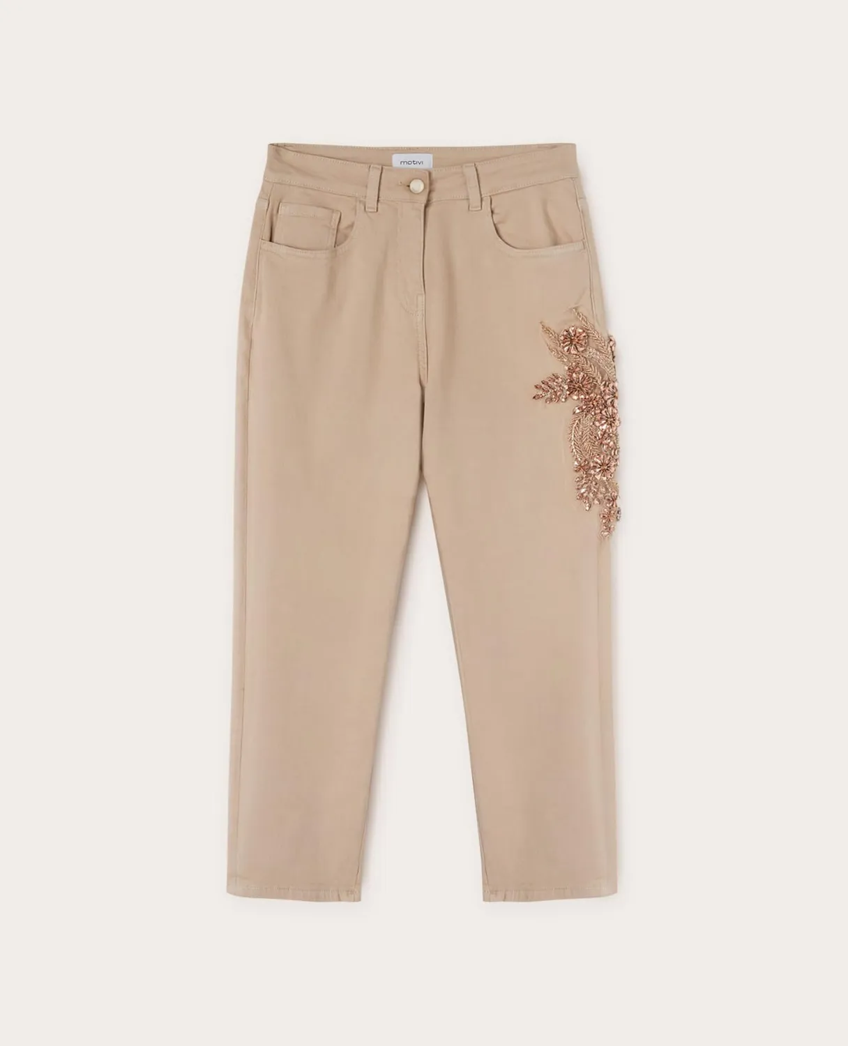 Motivi Hose Baumwolle Five-Pocket mit Stein-Stickerei