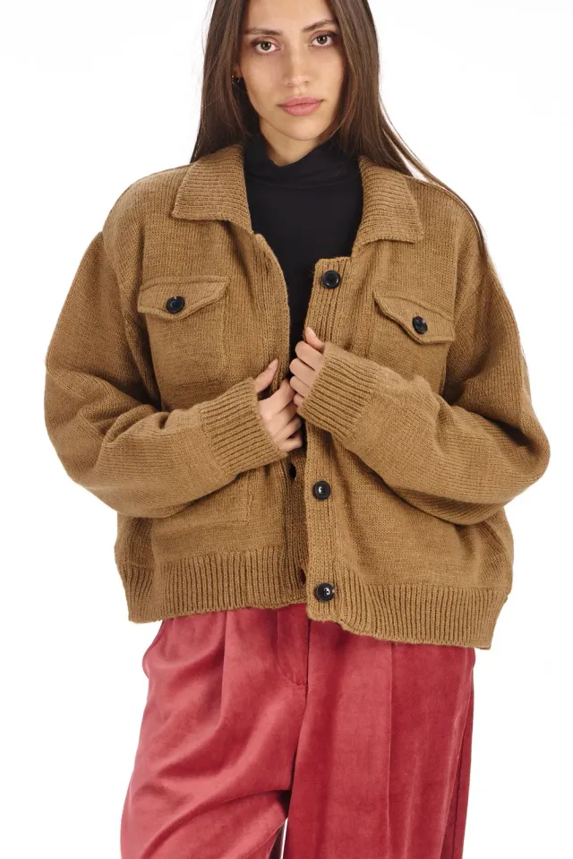 KOMODO PHOENIX Strickjacke Sand aus Lammwolle