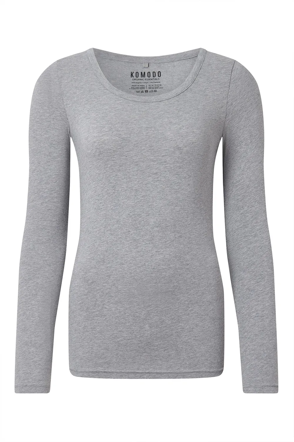 Komodo Darcey Top Grau Bio-Baumwolle Basic langarm