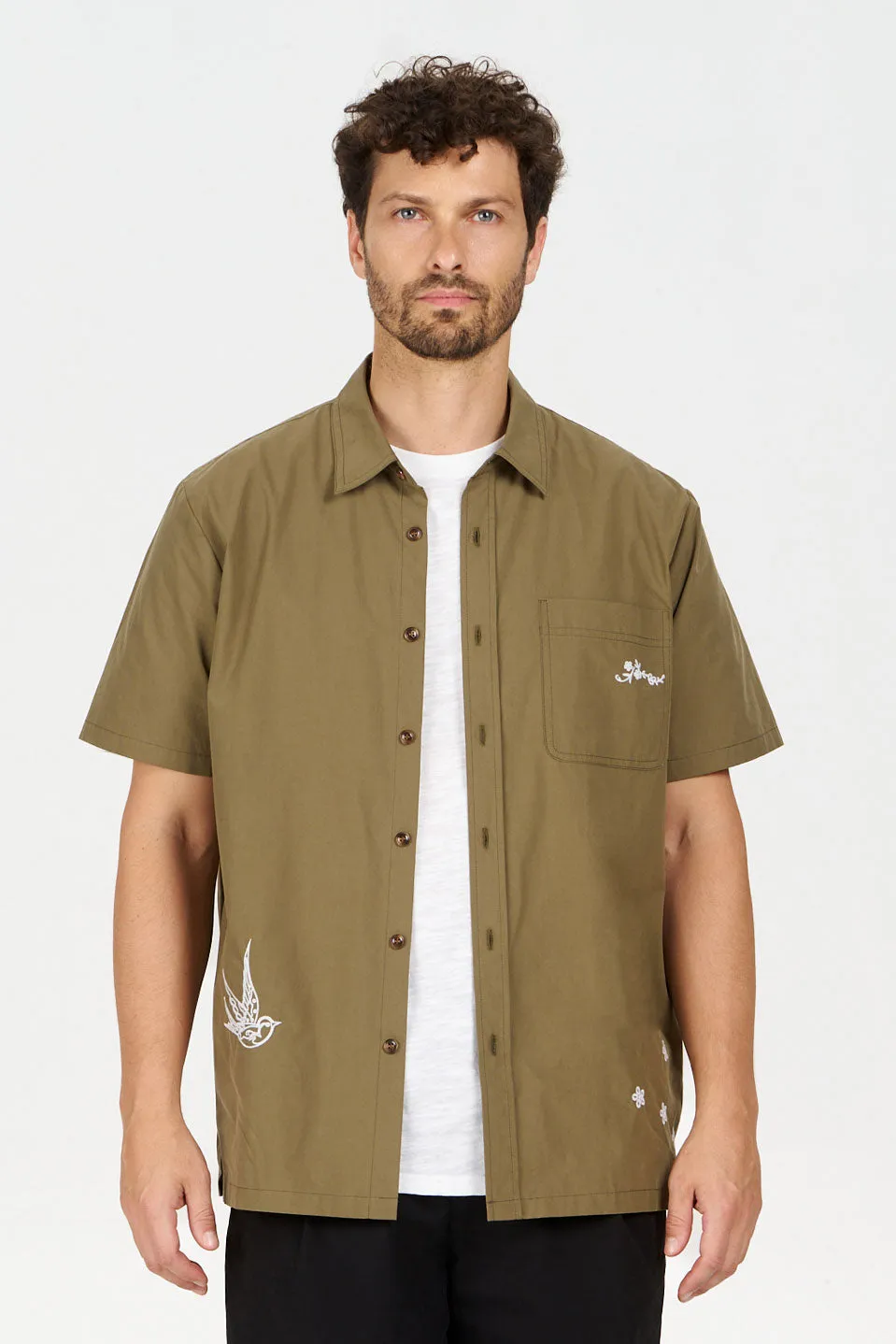 KOMODO LOYLE Hemd Olive M Bio-Baumwolle