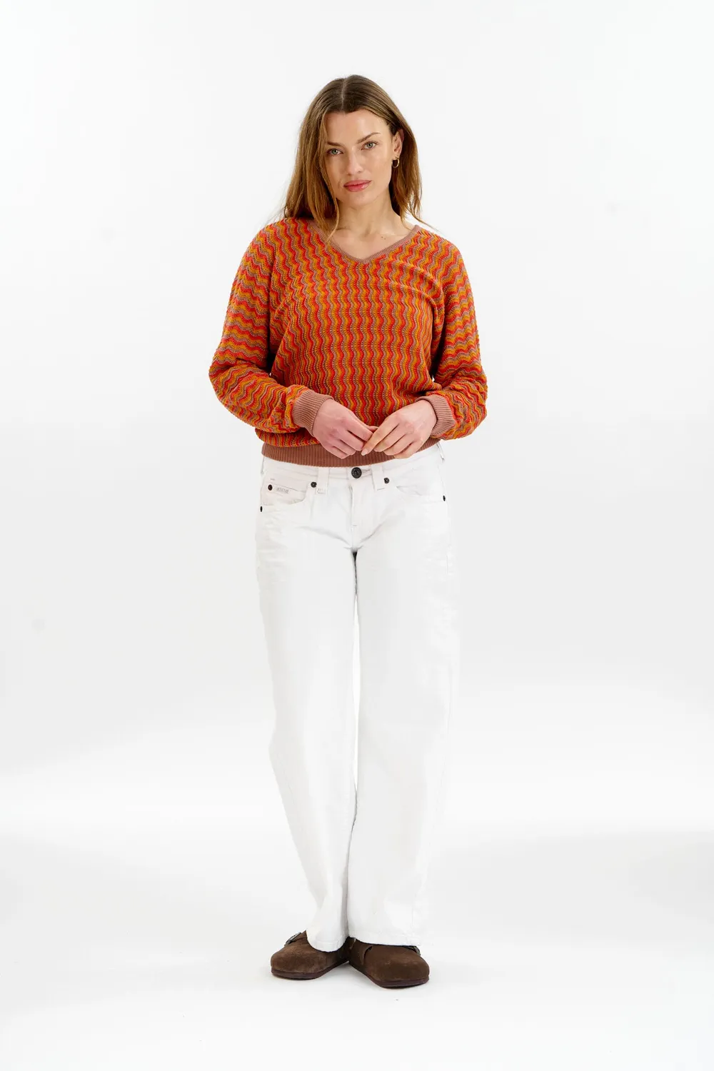 Komodo Clover Pointelle-Pullover Coffee Bio-Baumwolle