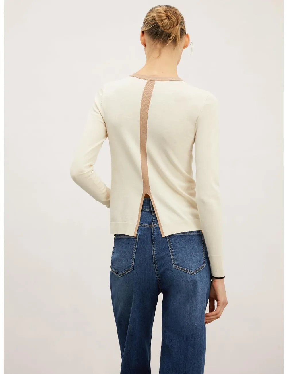Motivi Basic-Cardigan mit Kontrastbürdüre Cardigan Viskose