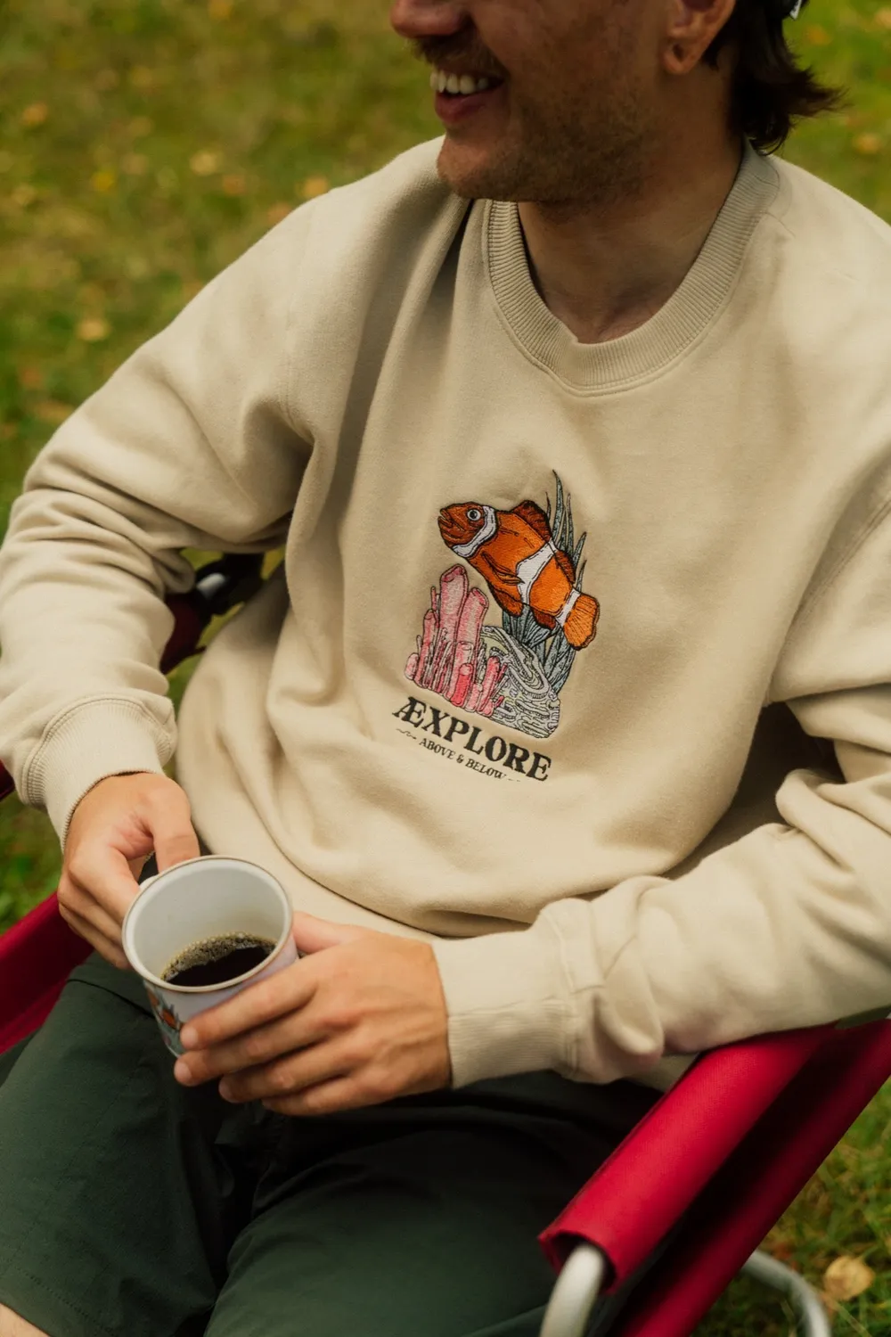 LAKOR Clownfish Garden Crewneck Sweatshirt White Pepper Bio