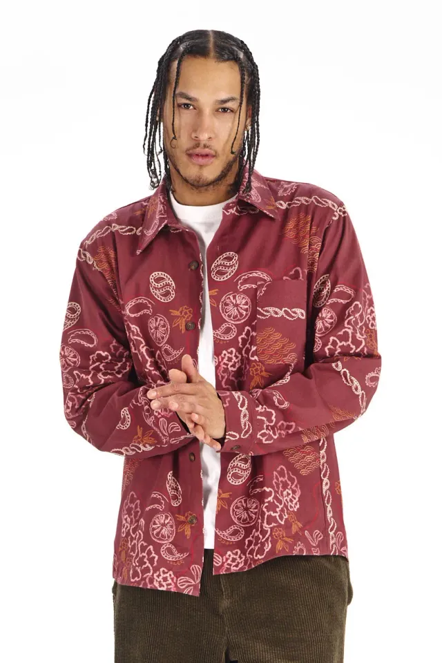 Komodo Bandana Hemd Burgundy Bio-Baumwolle Herren