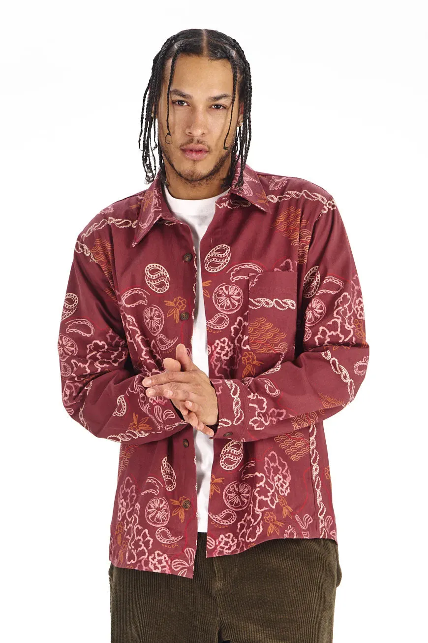 Komodo Bandana Hemd Burgundy Bio-Baumwolle Herren