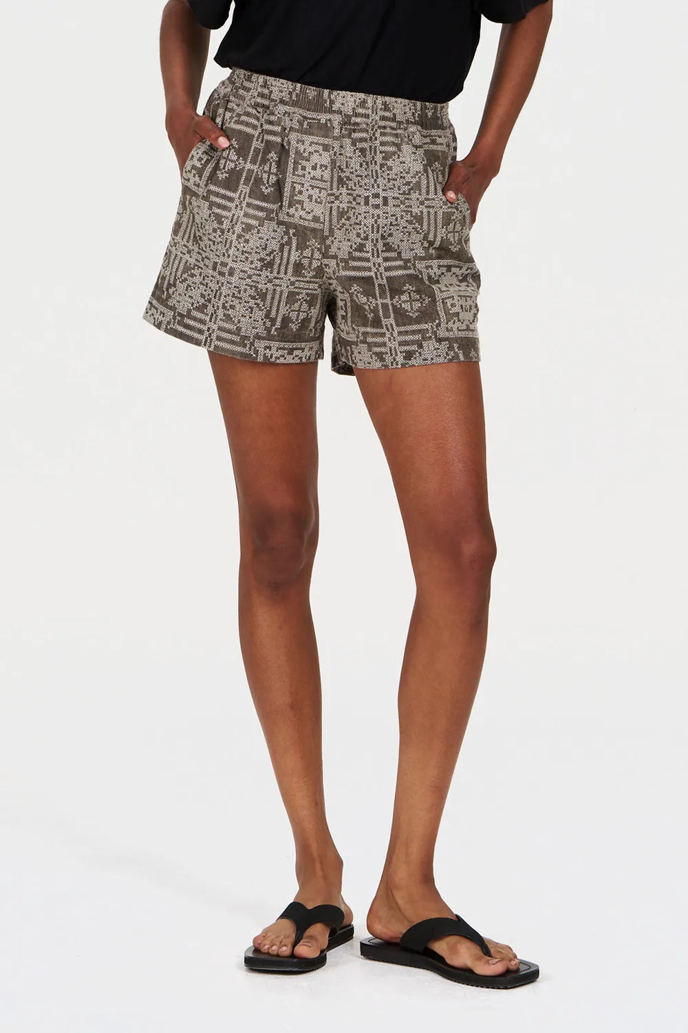 KOMODO LIBBY Shorts Damen beige Leinen-Mix