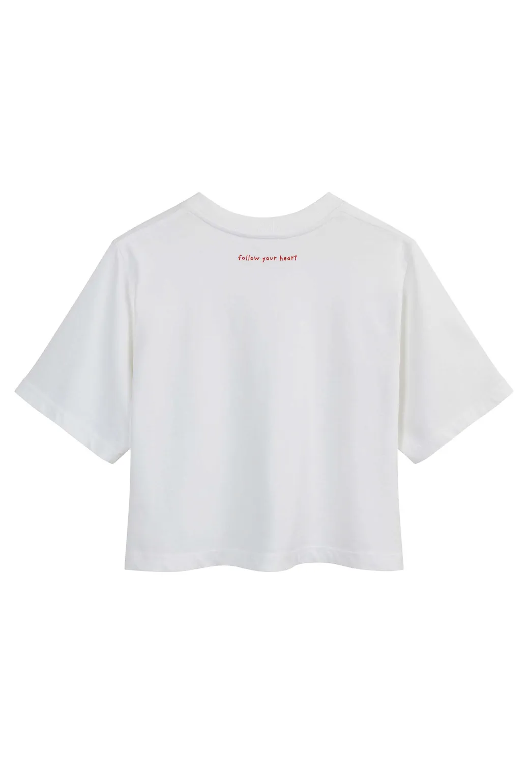 MELA JOSHNA Stickerei Cropped T-Shirt weiß-herz aus Baumwolle