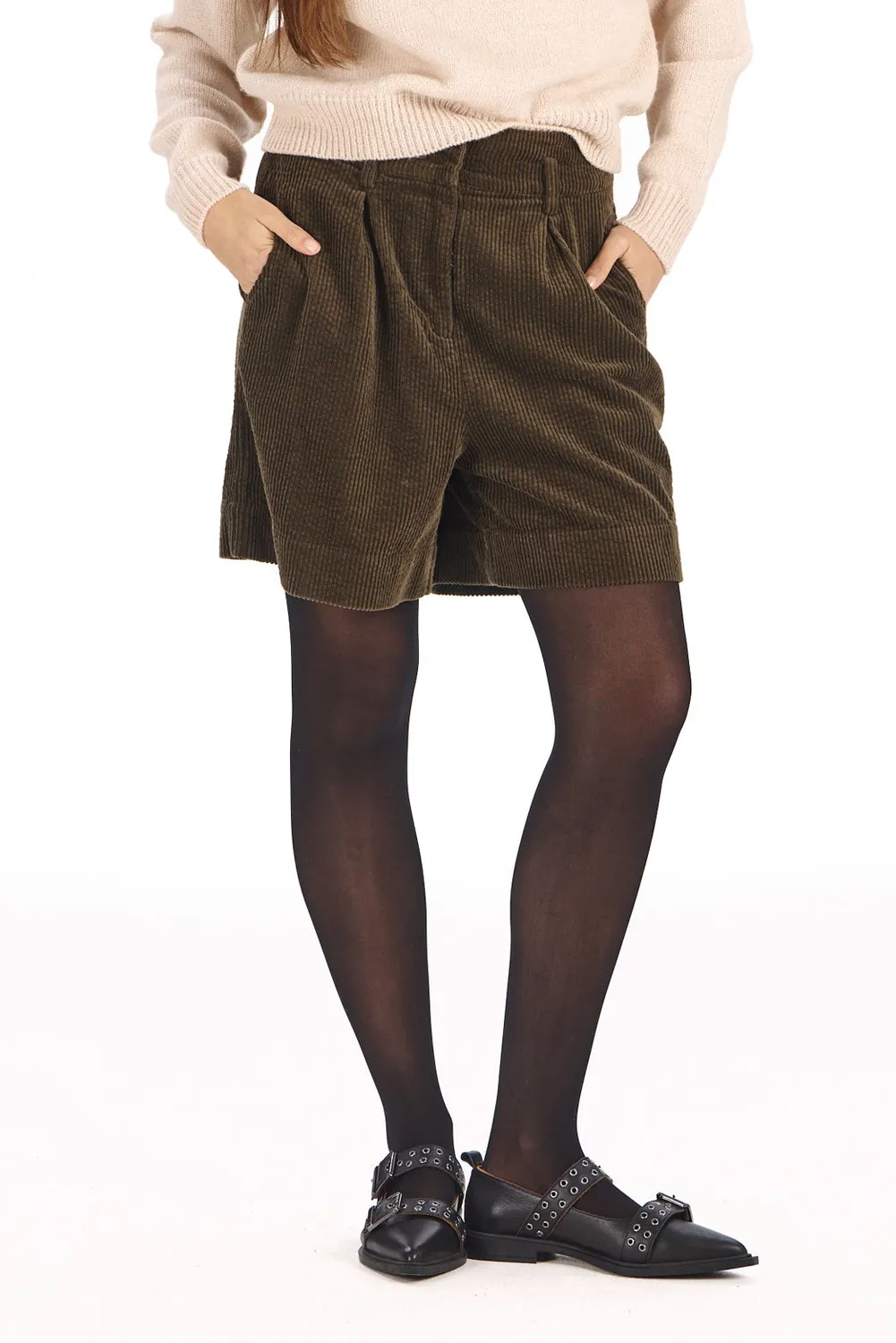 KOMODO LIMA Cord Shorts Khaki Bio-Baumwolle