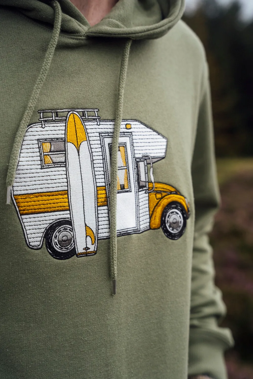 LAKOR Camper Car Hoodie Oil Green Bio-Baumwolle