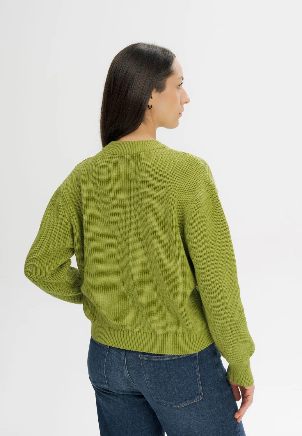 MELA ADAH Rippstrickpullover schwarz Bio-Baumwolle