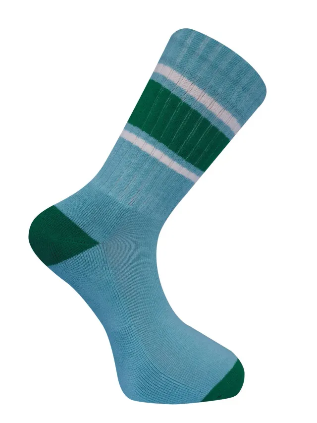 KOMODO New Sport Stripe Socken Teal Bio-Baumwolle