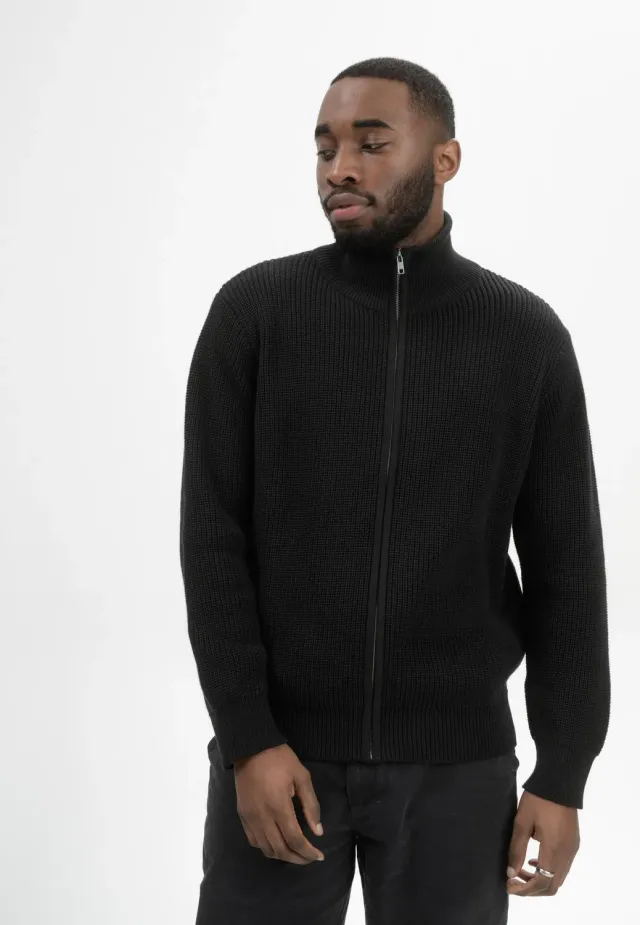 MELA TAKSH Rippstrick-Strickjacke mit Reissverschluss
