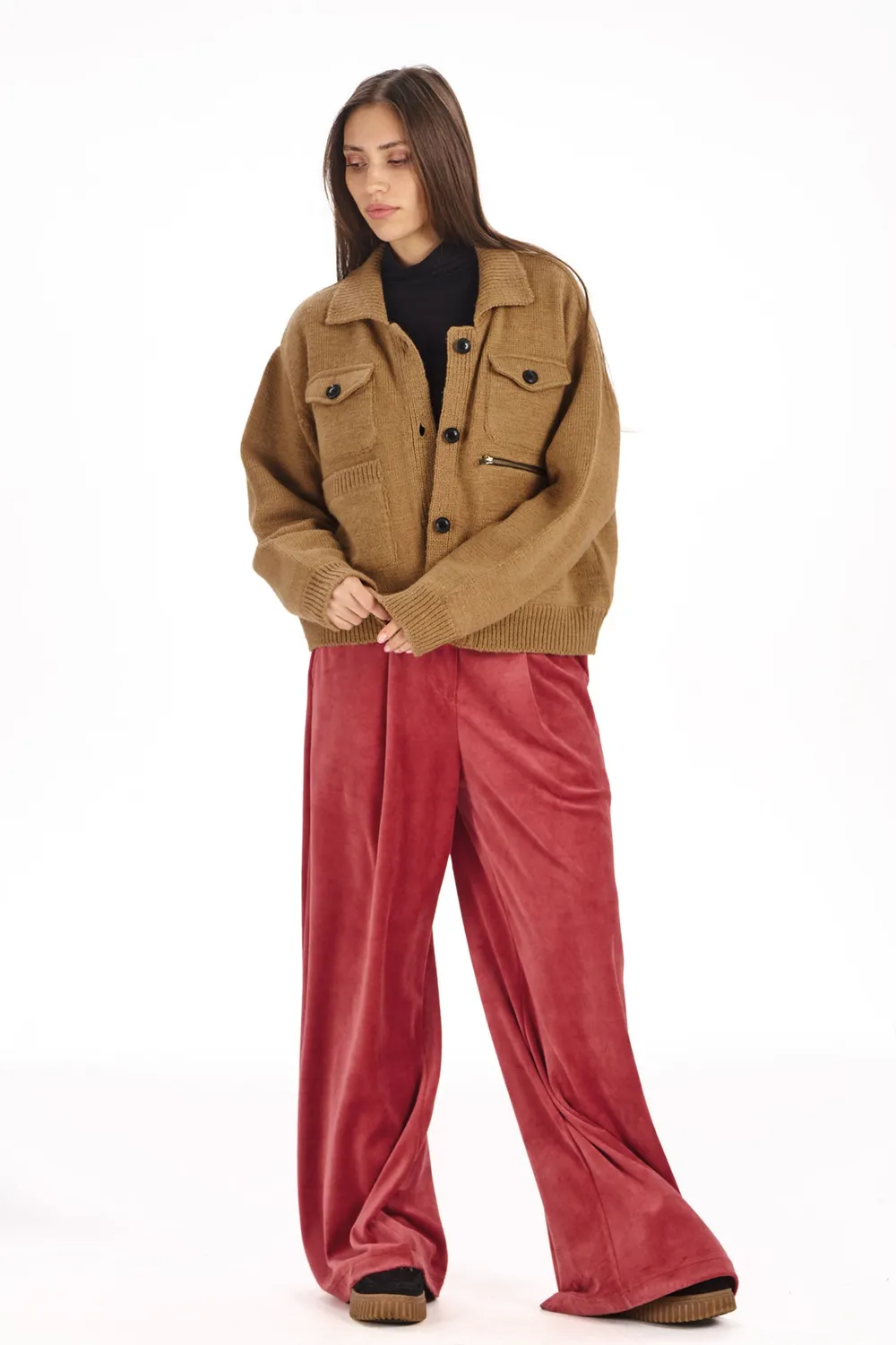 KOMODO PHOENIX Strickjacke Sand aus Lammwolle