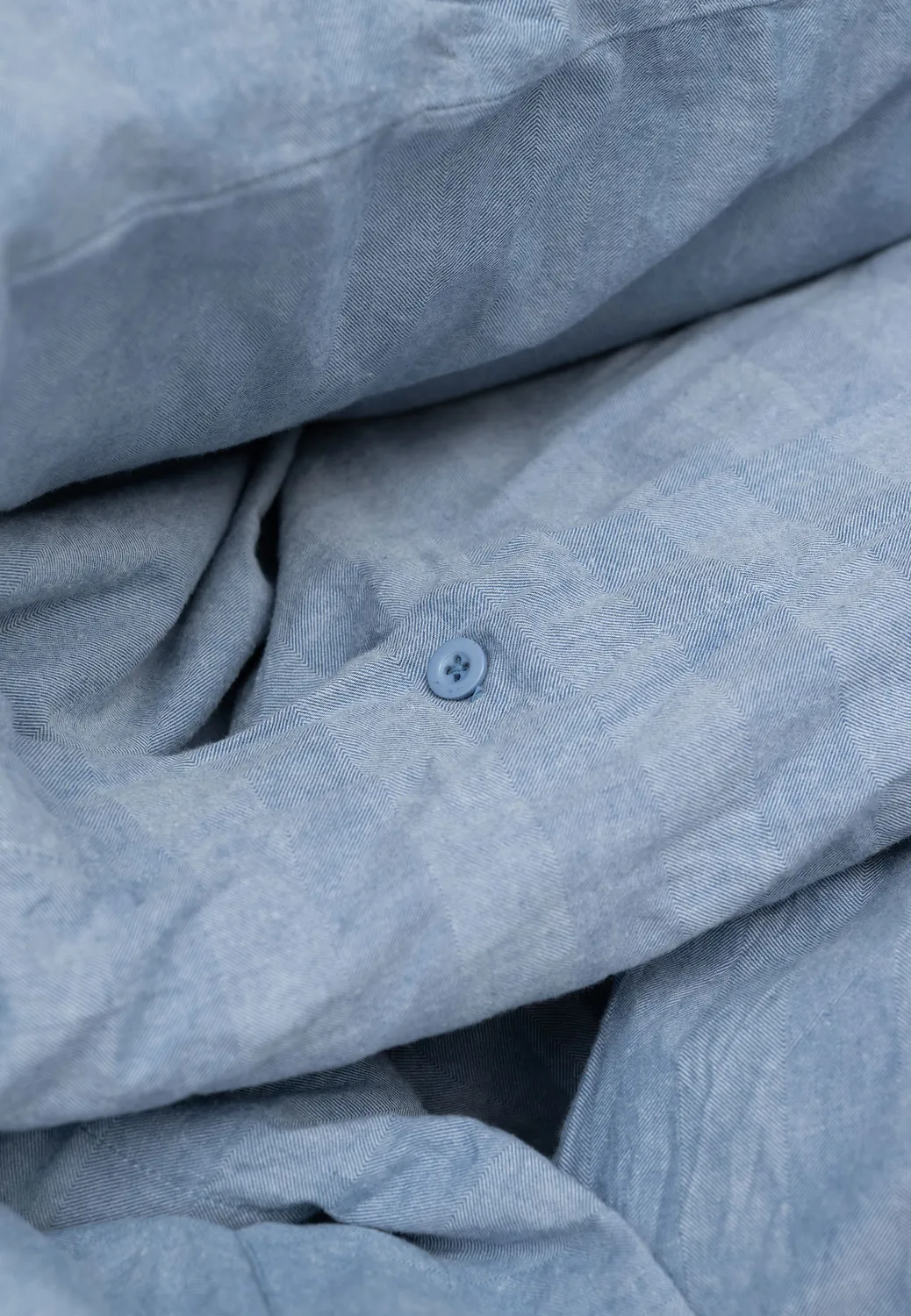 MELA HIMANSHU Flanell-Bettwäsche blau herringbone 135x200