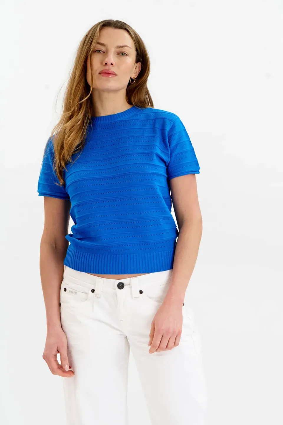 KOMODO POSEY Strick-Shirt Damen blau Bio-Top