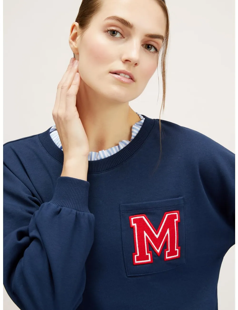 Motivi Sweatshirt mit bestickter Tasche Damen aus Baumwolle