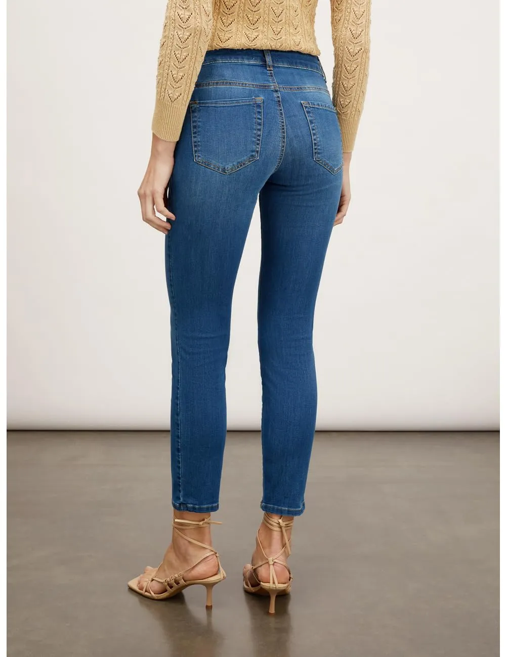Motivi Skinny-Jeans dunkelblau Baumwoll-Denim mit Knopf