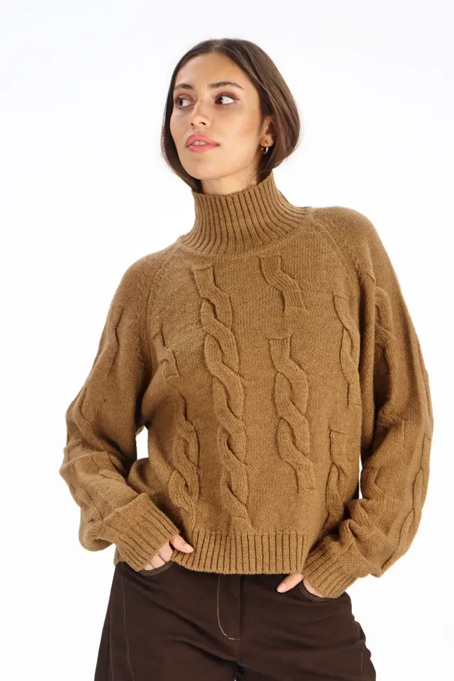 Komodo Broken Lambswool Cable Pullover Camel Zopfstrick