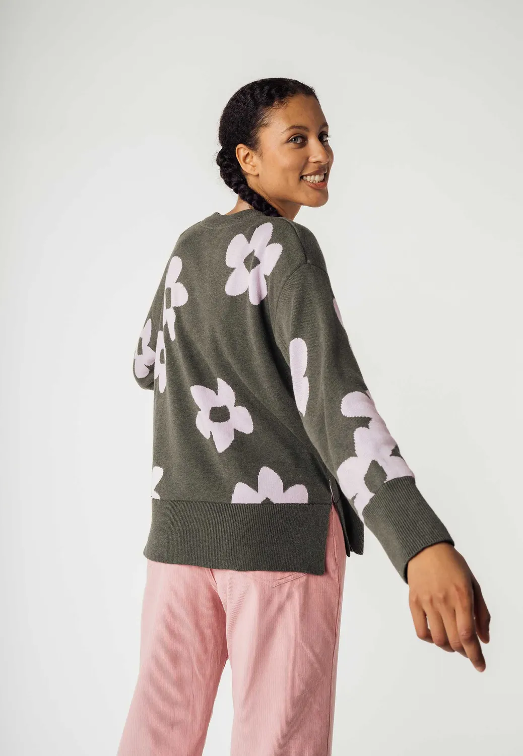 MELA Faiza Jacquard Pullover schwarz Bio-Baumwolle