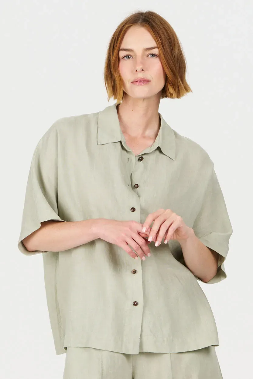 Komodo Kimono Hemd Soft Sage Tencel-Leinen