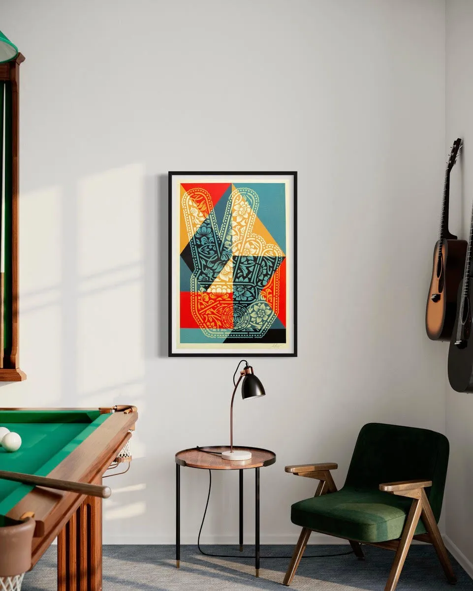 Obey Peace Fingers Geometric Poster signiert 61x91