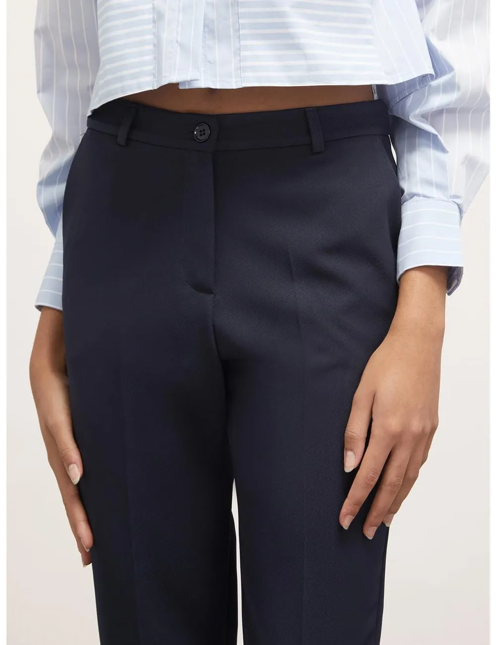Motivi Spring Summer 24 Regular-Hose einfarbig Bügelfalte