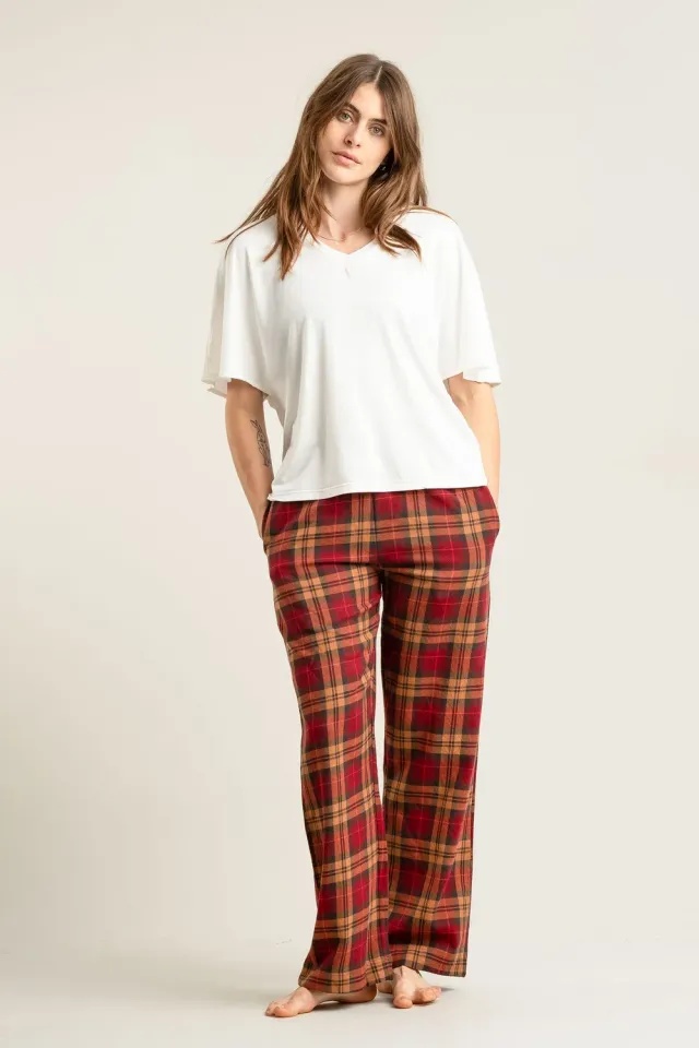 Komodo Jim Jam Pyjamahose Berry Bio-Baumwolle kariert