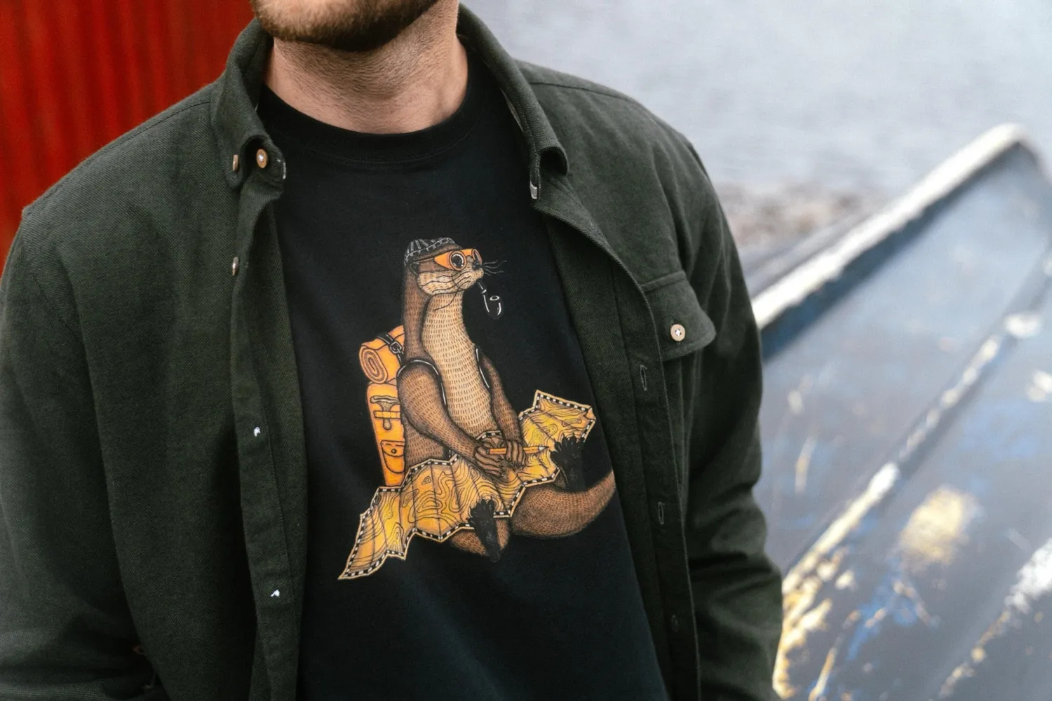 LAKOR The Otter Way T-Shirt Moonless Night Bio-Baumwolle