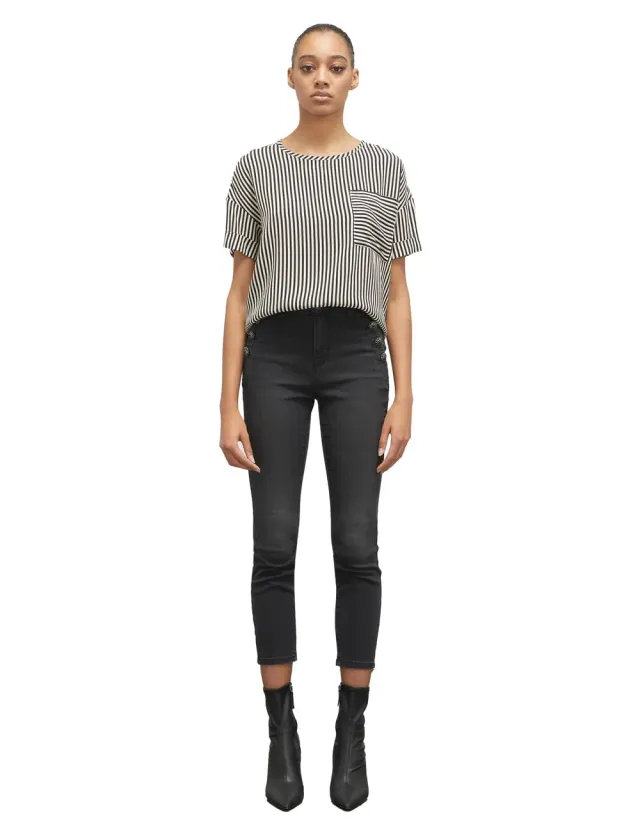 motivi Skinny-Jeans Knopf black washed Denim