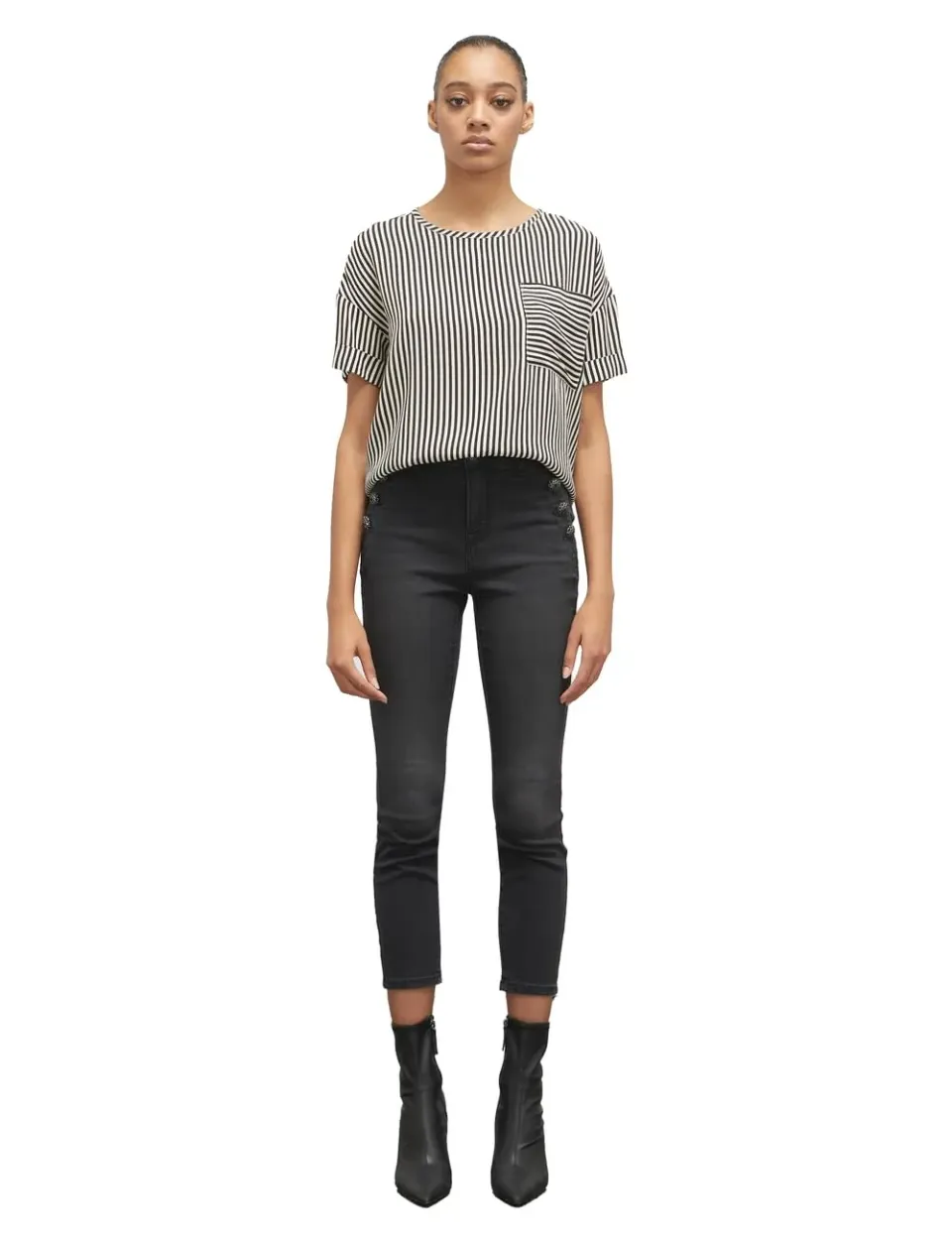 motivi Skinny-Jeans Knopf black washed Denim