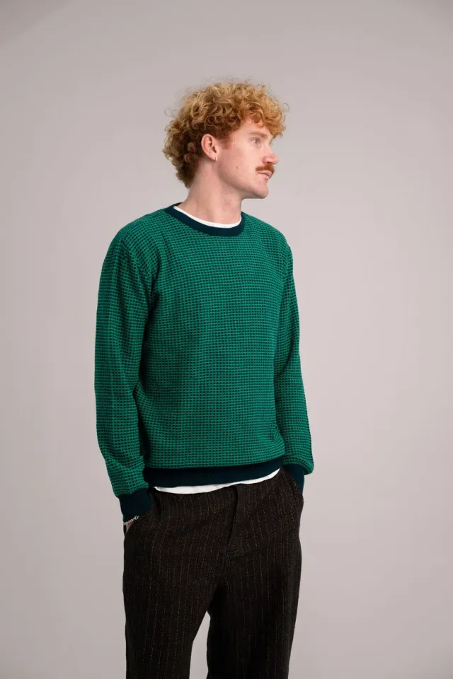 KOMODO HASAN Pullover Teal Bio-Baumwolle Herren