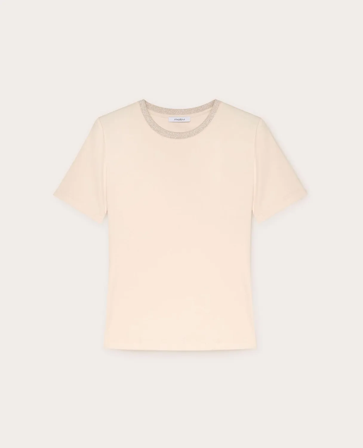 Motivi T-Shirt mit Rippen und Lurex-Bordüre