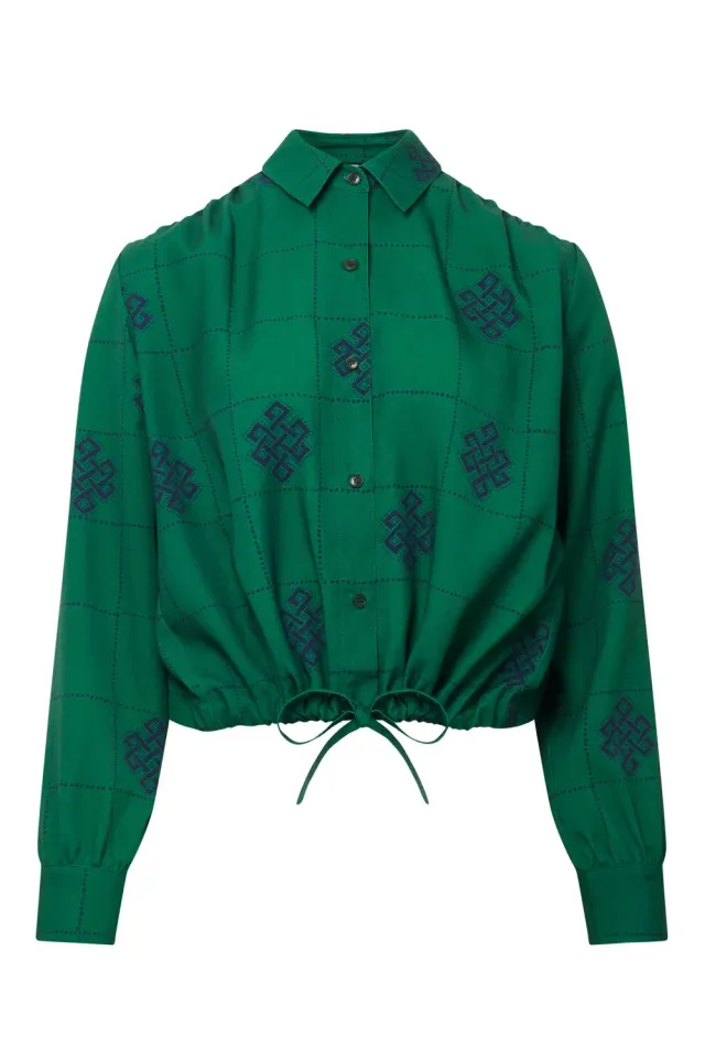 KOMODO ZORIA ETERNAL KNOT Bluse Grün Tencel