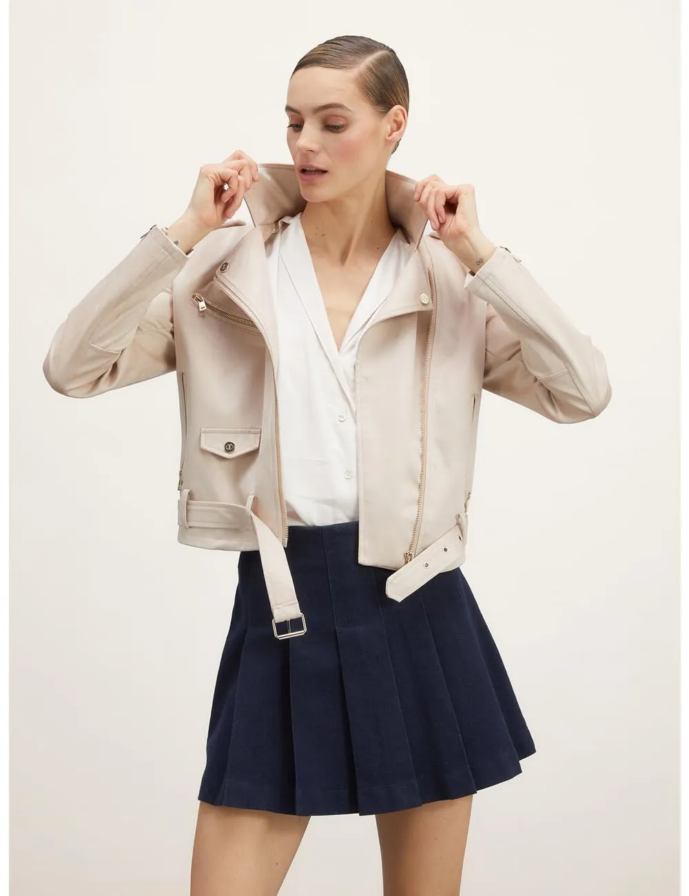 Motivi Bikerjacke Wildleder-Effekt mit Gurt