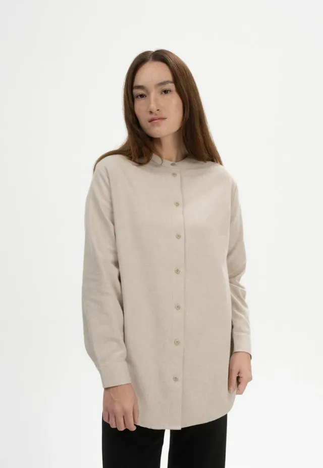 MELA AABAN Flanell Hemd Bio-Baumwolle birke melange