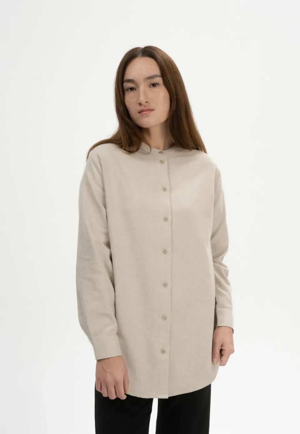 MELA AABAN Flanell Hemd Bio-Baumwolle birke melange