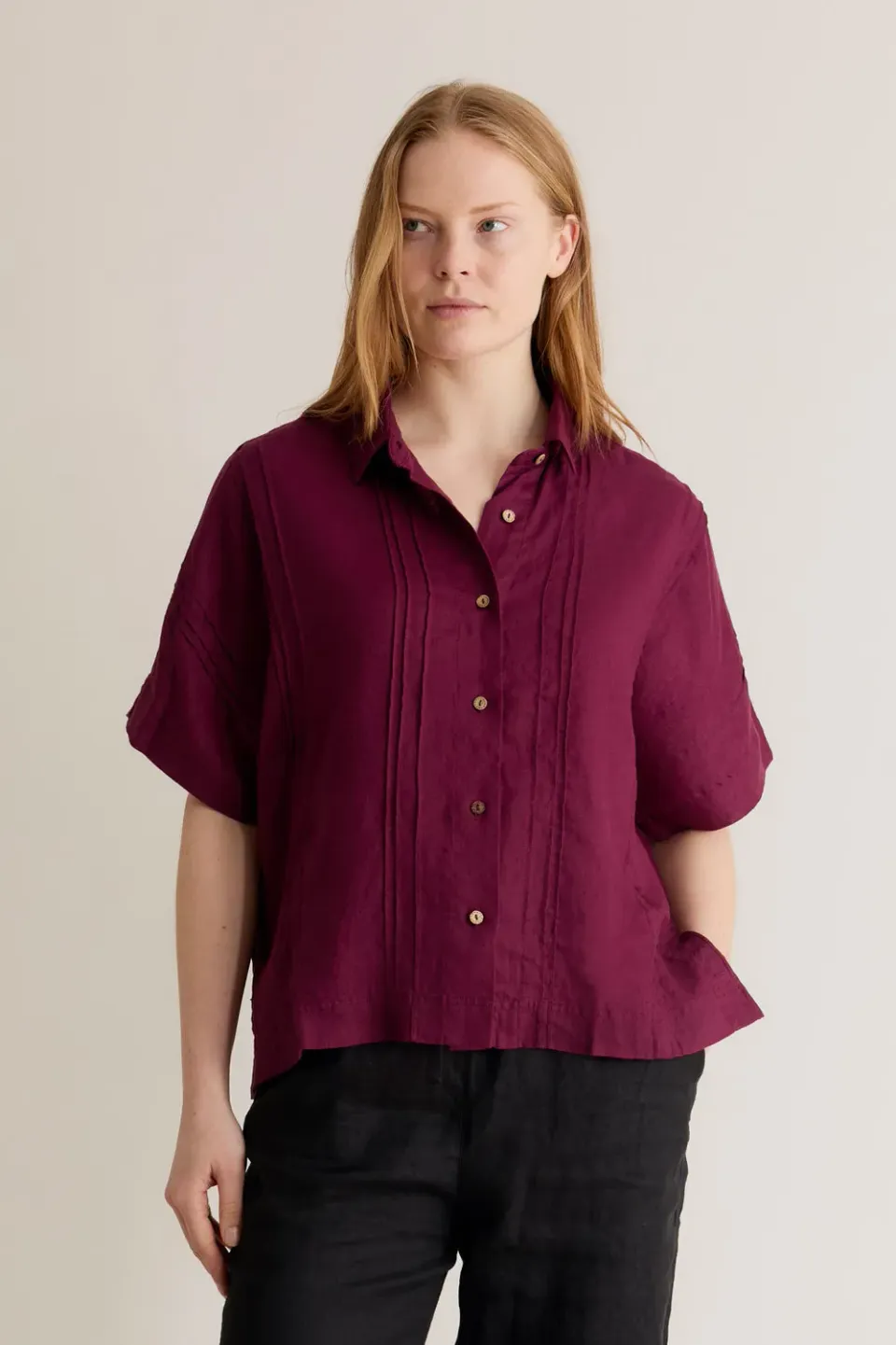 Komodo Kimono Hemd Berry Leinen