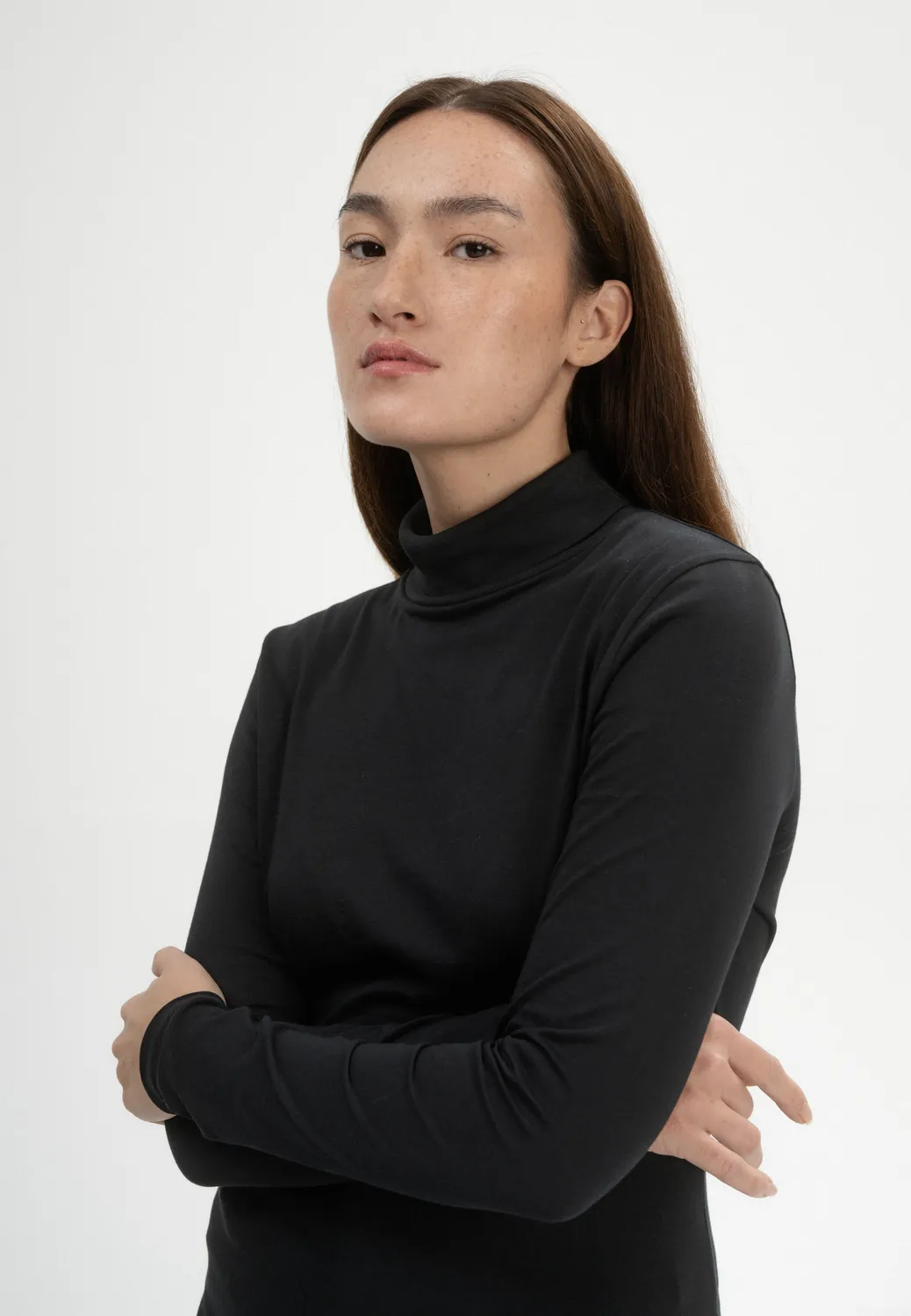 MELA ANCHAL Turtleneck Shirt schwarz Bio-Baumwolle
