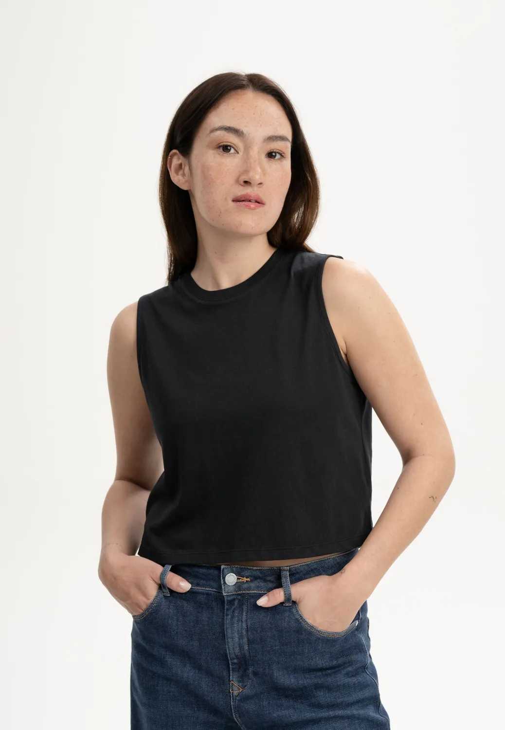MELA Rushi Cropped Tanktop Bio-Baumwolle blau