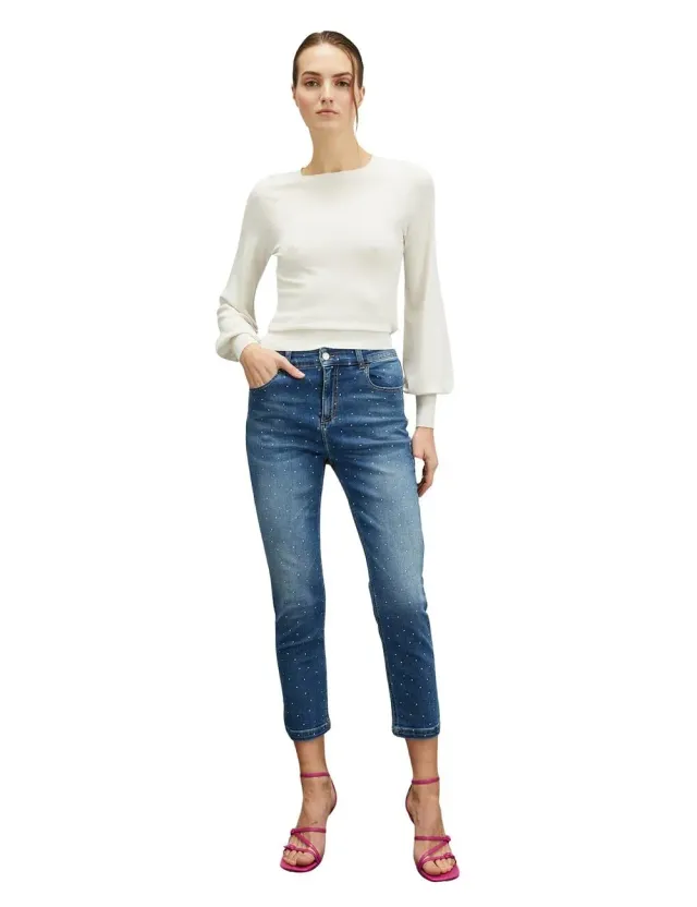 Motivi Skinny-Jeans Strass Jeans mittelblau